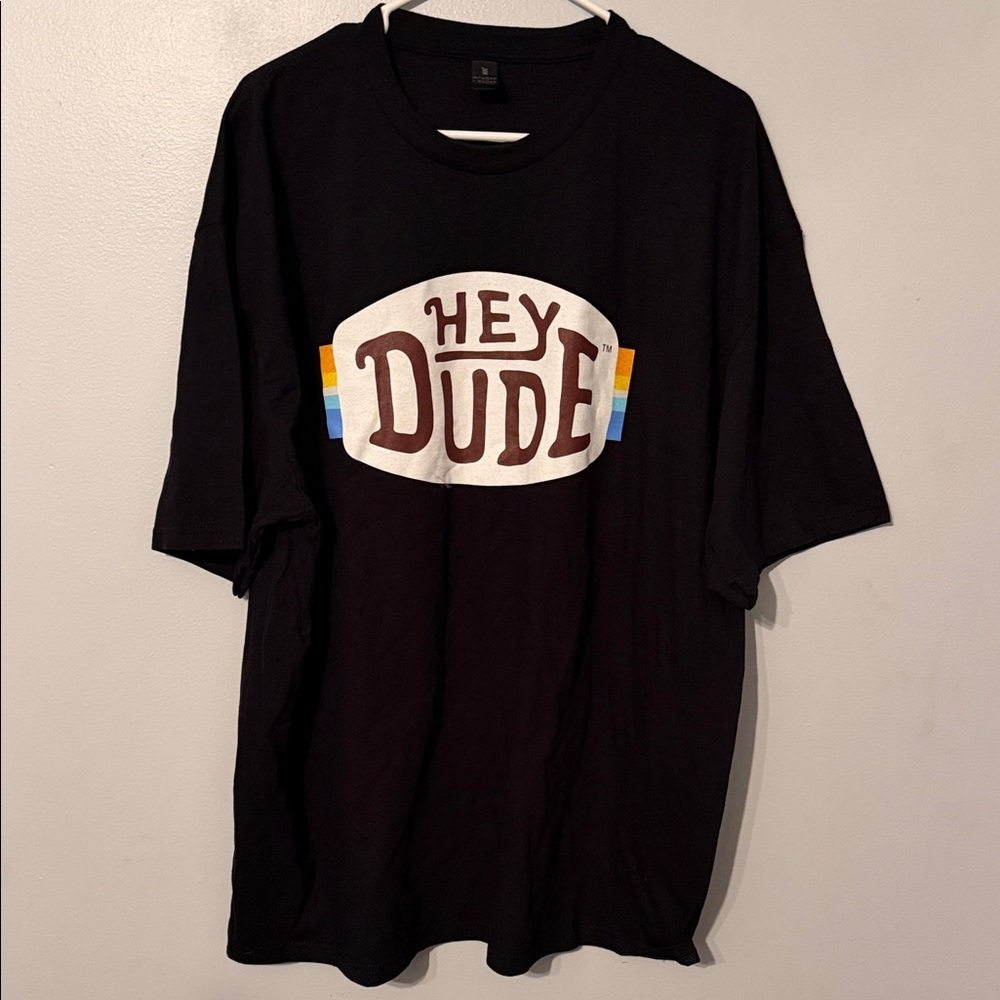 NWOT - Hey Dude Black Tee with Retro Logo